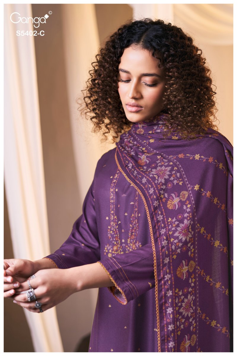 Daelira 5402 By Ganga Pashmina Dress Material